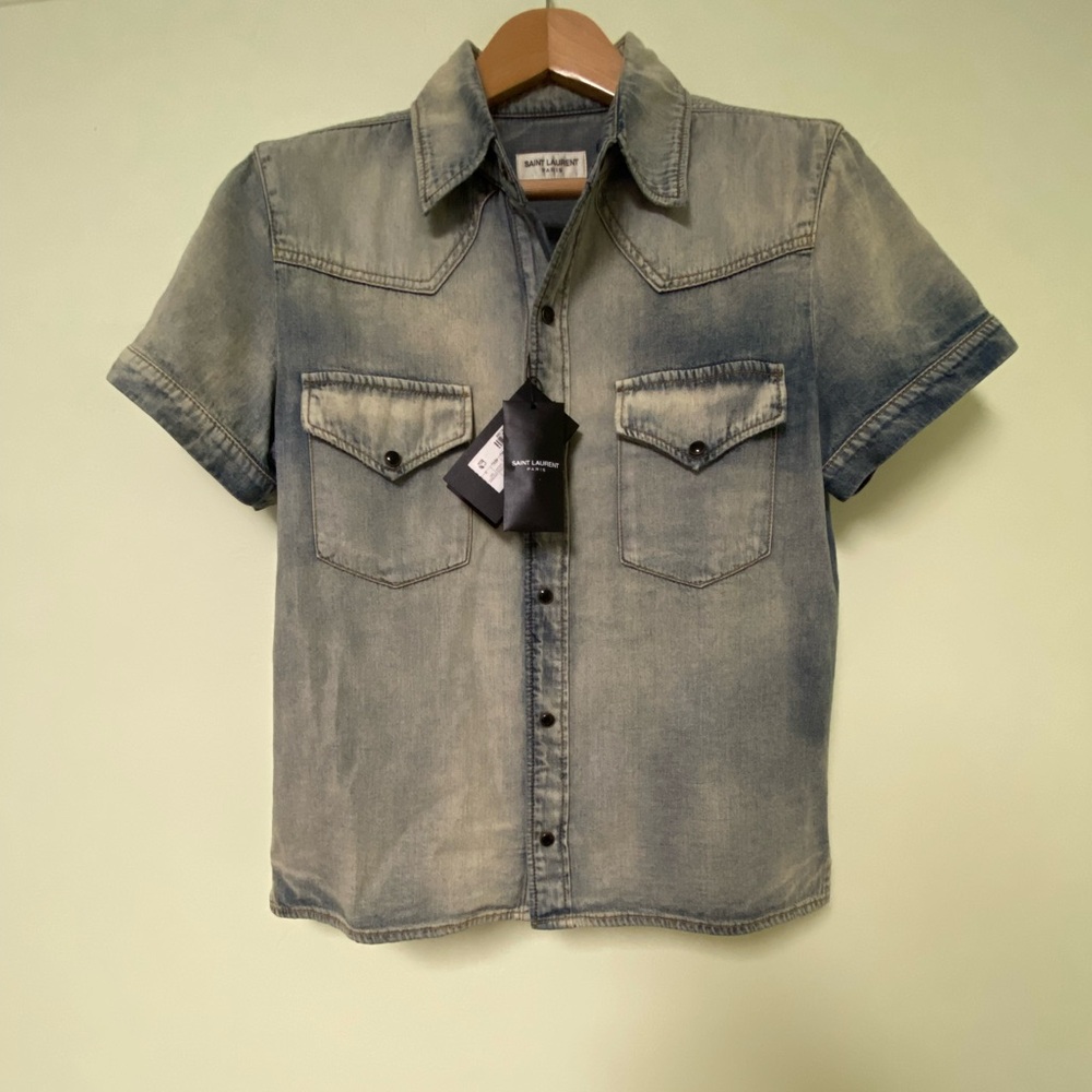 Saint Laurent Faded Blue Casual Button Down Shirt